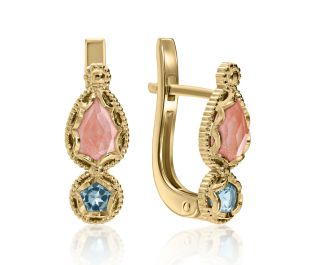 "Luz" Cherry Quartz and Blue Topaz Earrings
