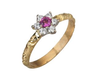 Vintage Style Tourmaline Flower Ring