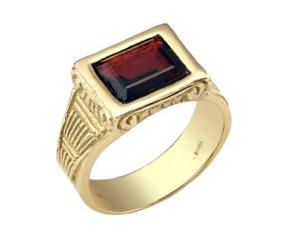 Solid Gold Signet Garnet Ring