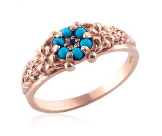 Antique Style Turquoise Ring with Sapphire
