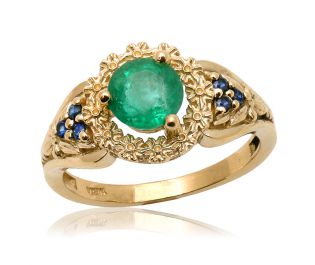 Art Nouveau Emerald & Sapphire Ring