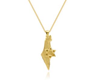 Israel map Pendant with Star of David 