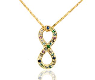 Pave Gemstone Infinity Gold Necklace