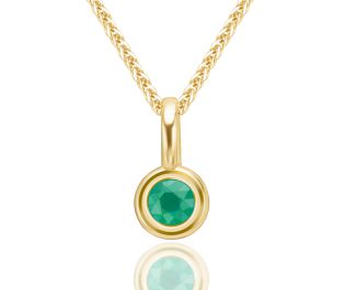 Solitaire Accent Emerald Necklace