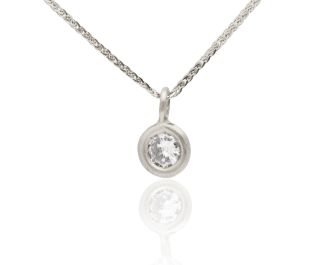 Solitaire Accent Necklace White Gold