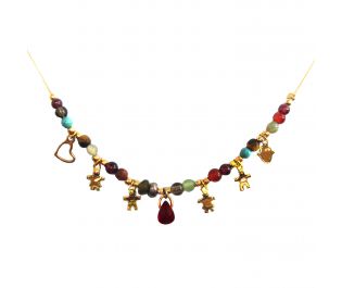 Mother's Day Gold Gemstone Charm Necklace 