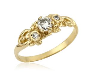 Art Nouveau Floral Gold Diamond Ring