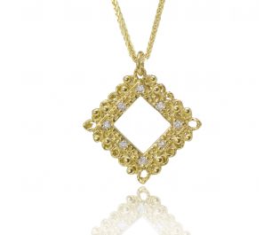 Solid Gold Diamond Filigree Pendant