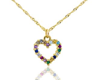 Pave mixed Gemstones Heart Pendant 