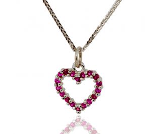 Pave Ruby Heart Pendant 