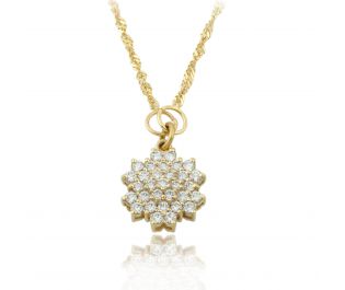 Sparkling Yellow Gold Snowflake Diamond Necklace