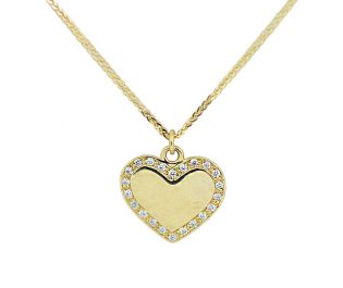 Pave Diamond Solid Gold Heart Pendant