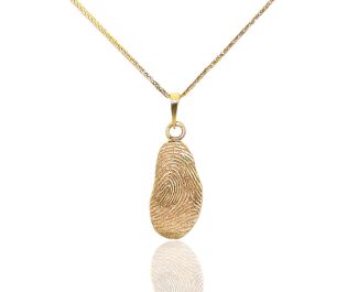 Fingerprint Gold Oval Charm Necklace