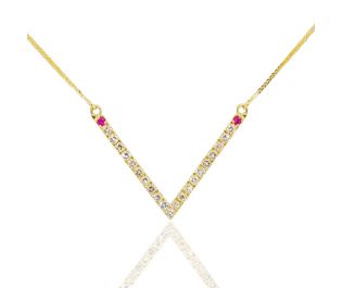 Unique "V" Necklace with Diamonds 