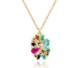 Diamonds and Mixed Colorful Gemstones unique Necklace