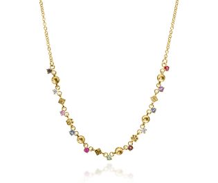 Multi Gemstone Diamond Necklace 14k