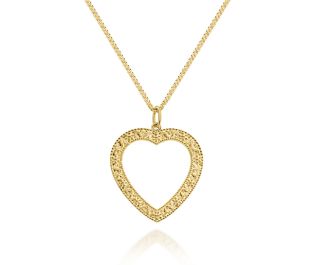 "Hod" Open Heart Gold Pendant Necklace with Unique Decorative Detailing