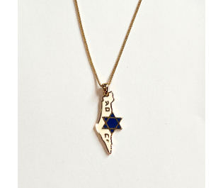 Israel map Pendant with a blue Star of David
