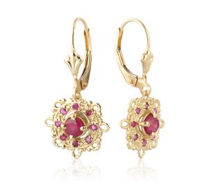 Oriental Ruby Hanging Earrings