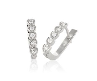 Five Hearts White Gold Hoops