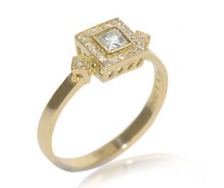 Art Deco Inspired Engagement Ring in Yellow Gold 