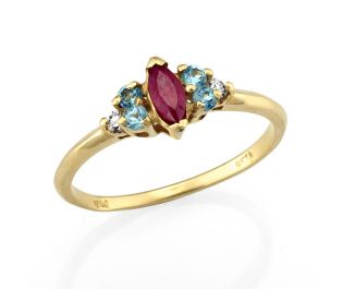 Yellow Gold Side Stone Ruby Ring