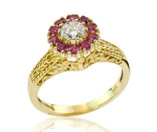 Sparkling Diamond & Ruby Halo Ring