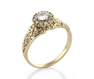 18k Diamond Halo Flower Ring