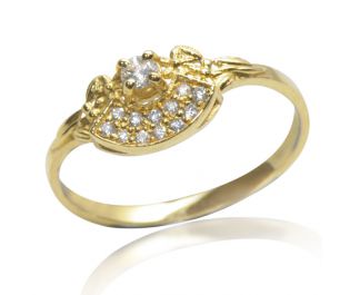 Exotic Art Deco Style Diamond Ring in Yellow Gold 