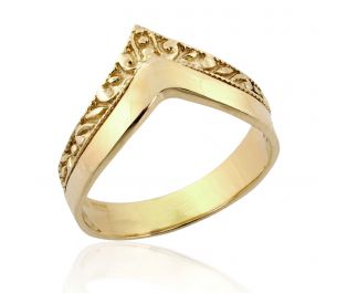 Unique Yellow Gold Art Deco Gold Double "V" Ring