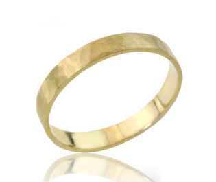Classic Hammered Matte Wedding Band In 14k Gold