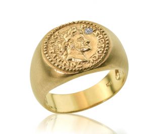 Men's Hercules Signet Diamond Gold Ring