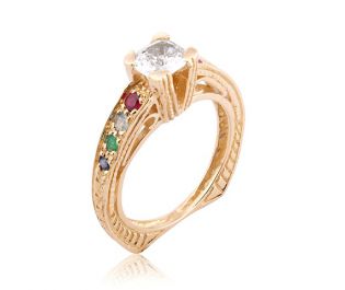 Colorful Victorian Openwork Gold Diamond Ring