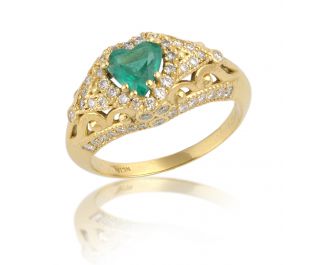 Royal Russian Gold Emerald Heart Ring