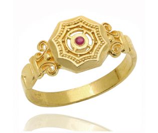 Yellow Gold Octagon Ruby Signet Ring