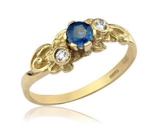 Art Nouveau Sapphire & Diamond Floral Ring
