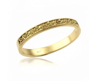 Yellow Gold Vintage Style Floral Band