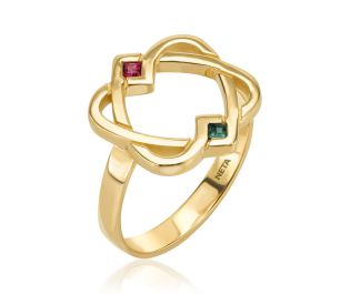Artistic Star of David Emerald and Ruby Ring