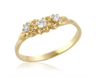 Petite Floral Nouveau Ring Yellow Gold