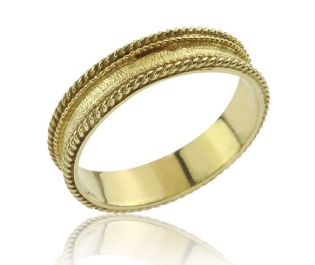 Brilliant Beaded Chain Yellow Gold Wedding Band 