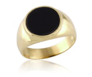 Round Onyx Gem Cocktail Ring in Yellow Gold 