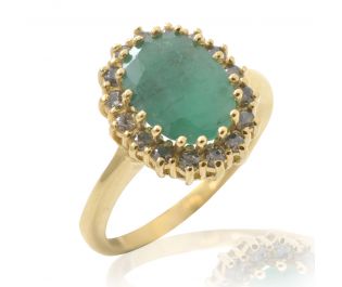 Victorian Style Emerald Halo Ring 