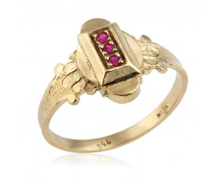 Artistic Ruby Yellow Gold Signet Ring