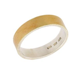 Men's Gold Band with Silver Inlay 