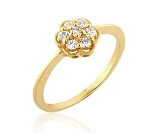 Diamond Flower Cluster Ring Yellow Gold 