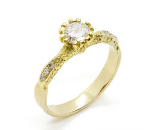 Mid-Century Diamond Engagement Ring 14k Gold
