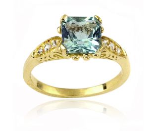 Art Deco Aquamarine Yellow Gold Ring 