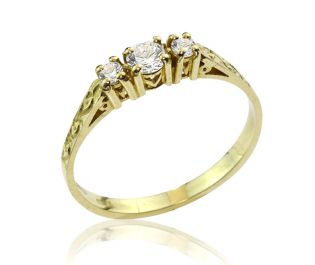 Mid-Century Trio Diamond Engagement Ring 