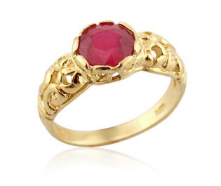 Ruby Crown Yellow Gold Ring