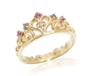 Royal Gemstone Crown Ring